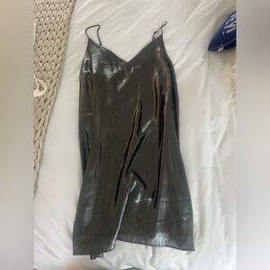 Aritzia Silver Metallic Slip Dress